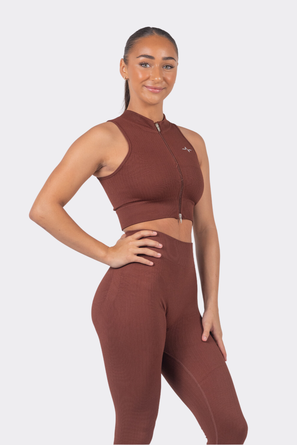 Spring Zip Up Chocolate Top