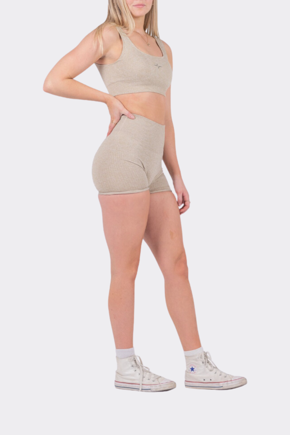 Ribbed Beige 7/8 Leggings