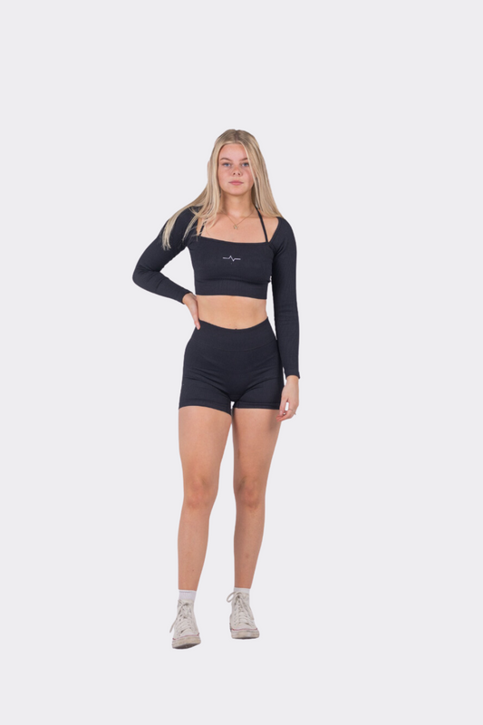 Subtle Black Long Sleeved Short Set