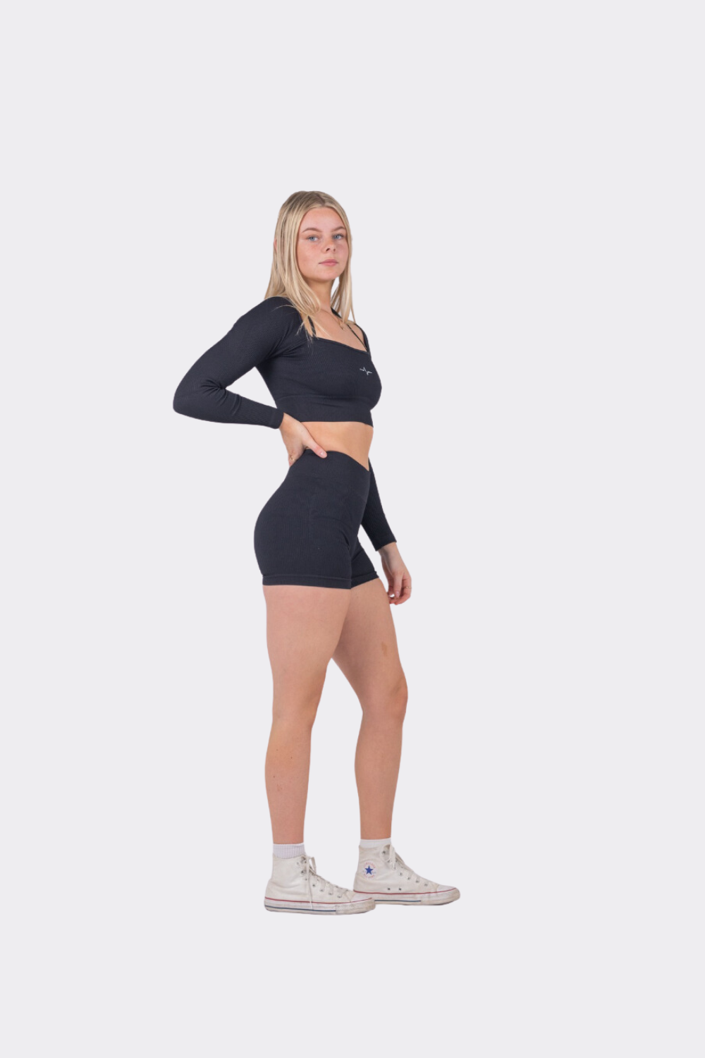 Subtle Black Long Sleeved Short Set