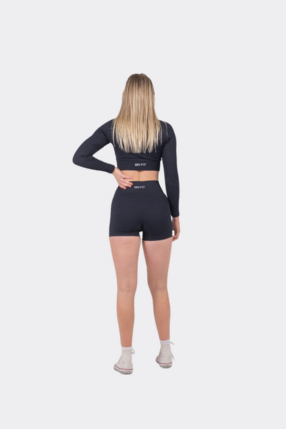 Subtle Black Long Sleeved Short Set