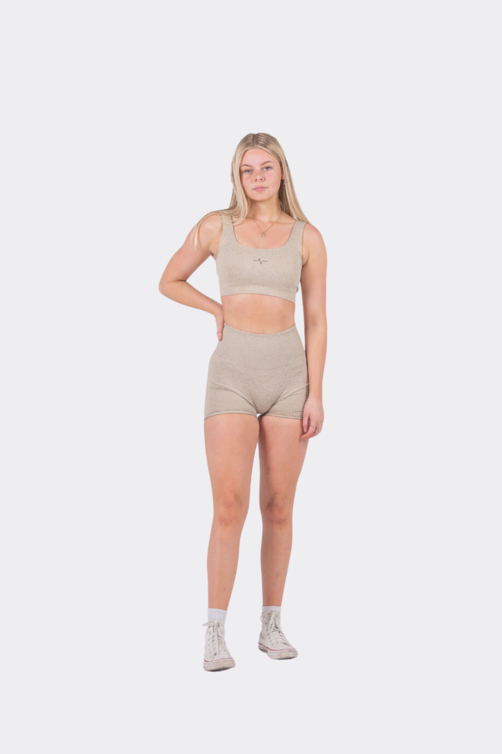 Ribbed Beige Short Set